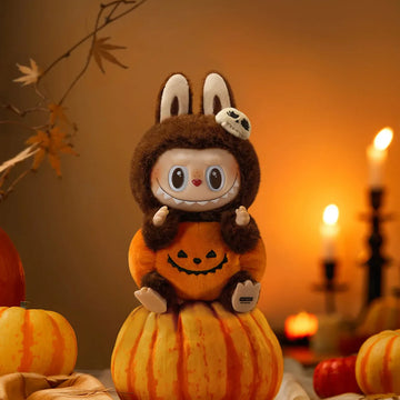 Pop Mart Labubu Happy Halloween Party Series-Sitting Pumpkin Vinyl Plush Pendant Sale price