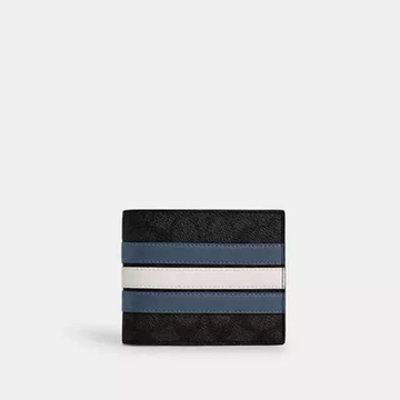 Coach 3 In 1 Wallet In Signature Canvas With Varsity Stripe