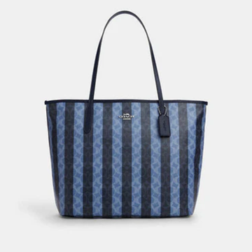 Coach Large City Tote Bag In Signature Canvas With Stripe