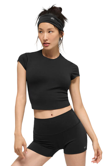 ALO Softsculpt Precision Short Sleeve Top Black