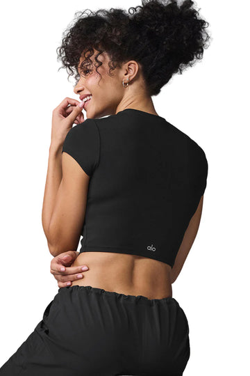 Alosoft Crop Finesse Short Sleeve Black