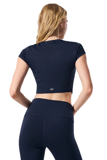 Alosoft Crop Finesse Short Sleeve Navy