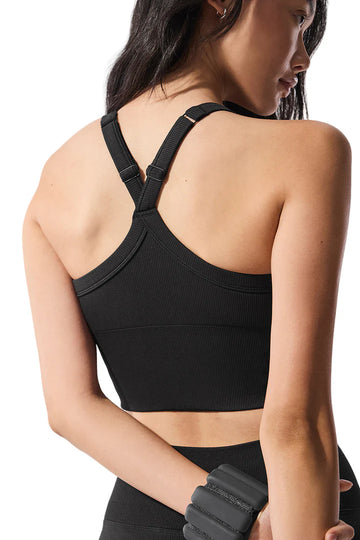 Seamless Ribbed Favorite Bra Tank Black