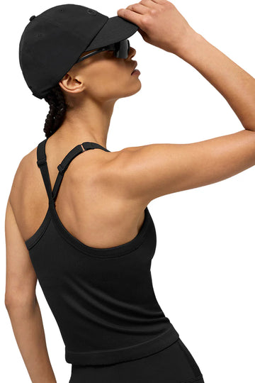 Seamless Ribbed Favorite Full Length Bra Tank Black