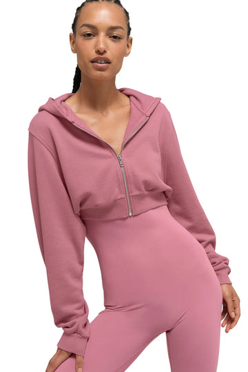 Sweet Escape Zip Up Hoodie Pink Wild Rose