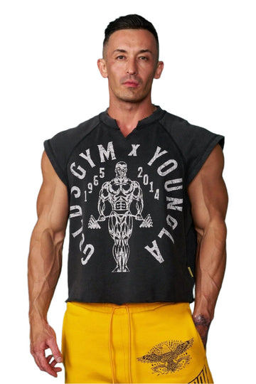 YOUNG LA 5069 - Golds Gym Vintage Cut Offs Black Wash