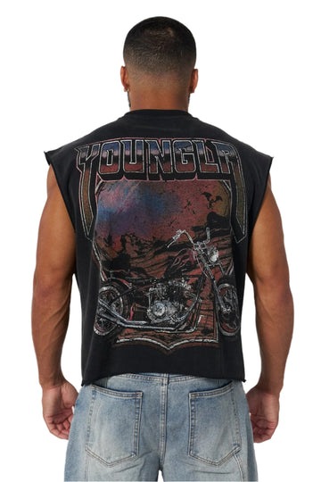 YOUNG LA 3015 - Vintage Biker Tanks Black Wash