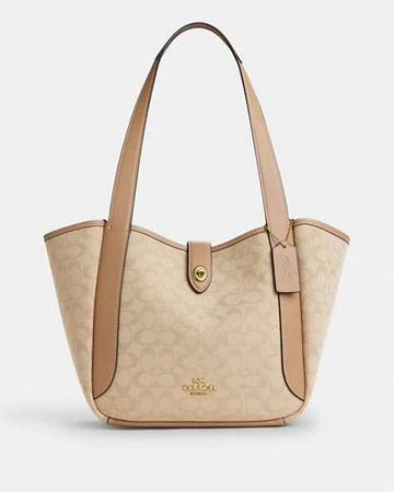 Hadley Turnlock Tote Bag With Signature Canvas
