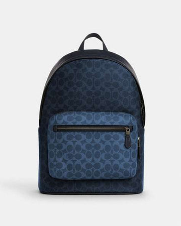 West Backpack In Blocked Signature Canvas