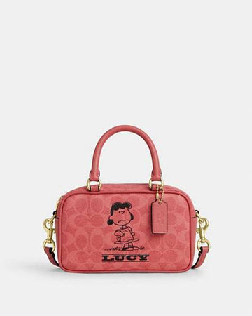 Coach X Peanuts Satchel Crossbody Bag In Signature Canvas With Lucy