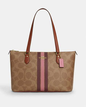 Gallery Tote Bag In Signature Canvas With Stripe Print