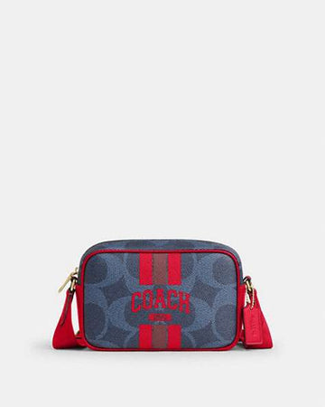 Mini Jamie Camera Bag In Signature Canvas With Varsity Stripe