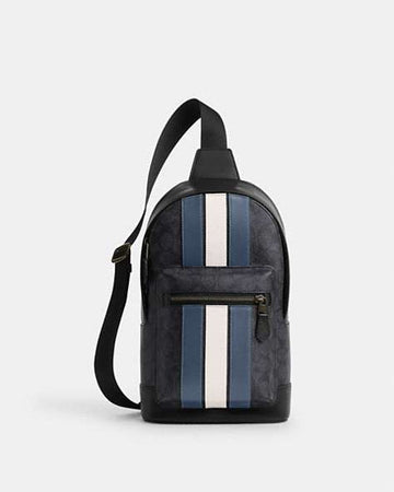 West Pack In Signature Canvas With Varsity Stripe