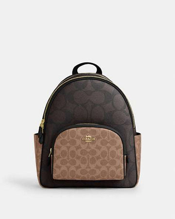 Court Backpack In Blocked Signature Canvas