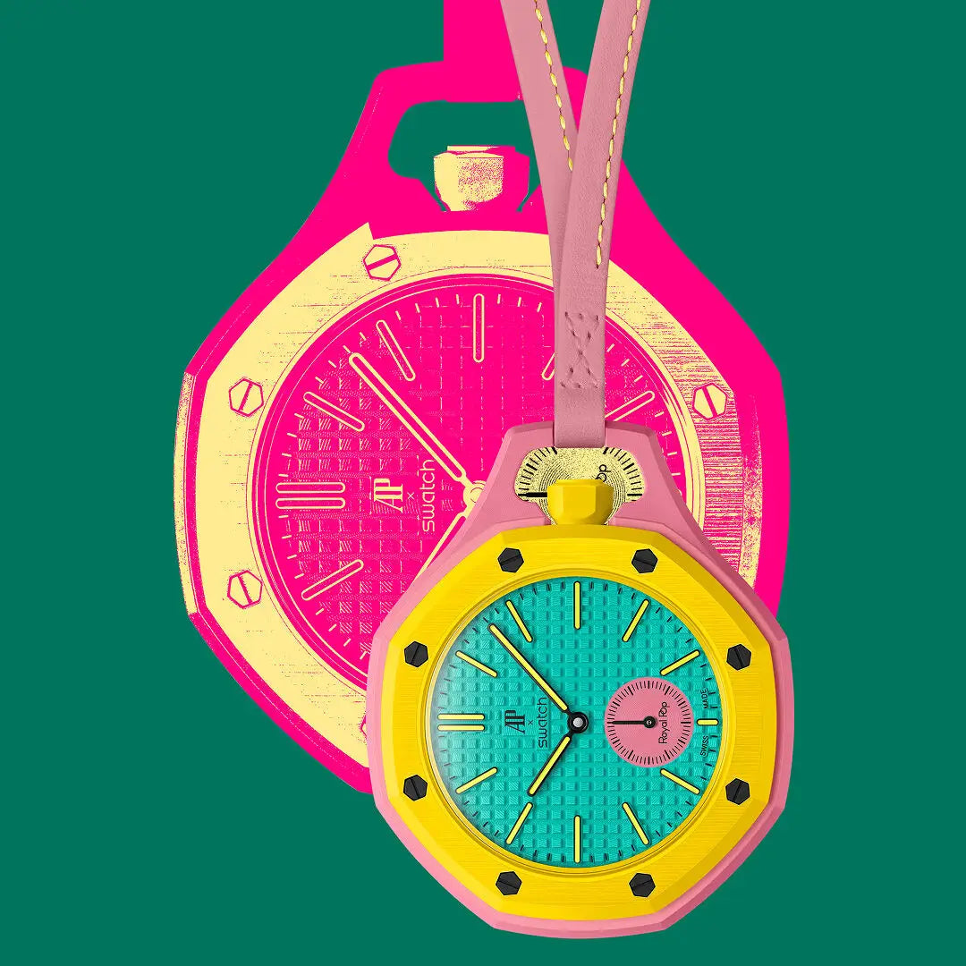 Swatch x Audemars Piguet Royal Pop OTG Roz campaign artwork