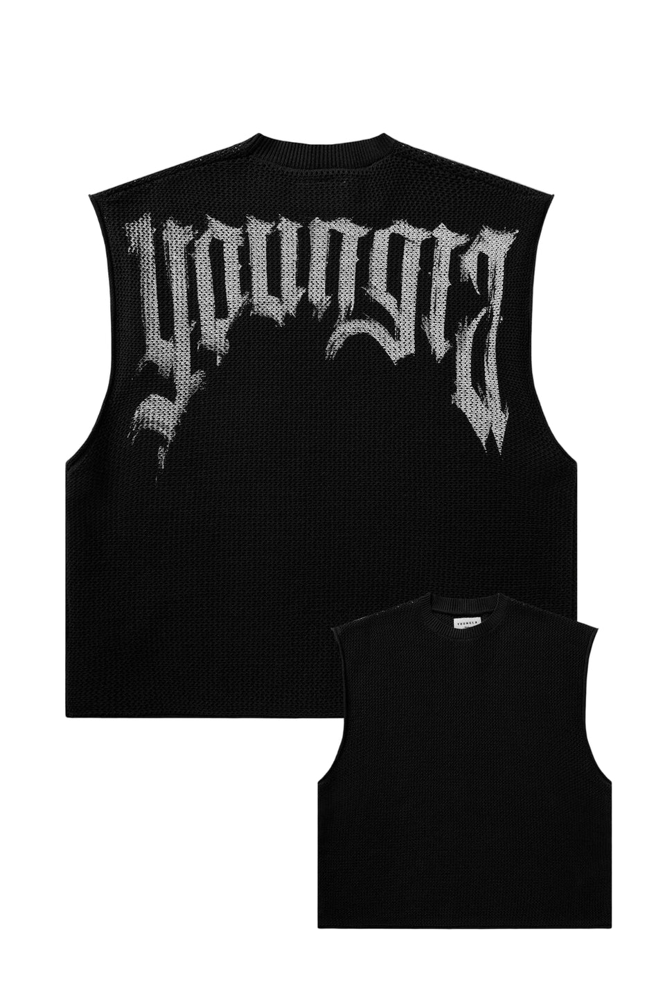 3012 - Drop Shoulder Knit Cut-Off Black