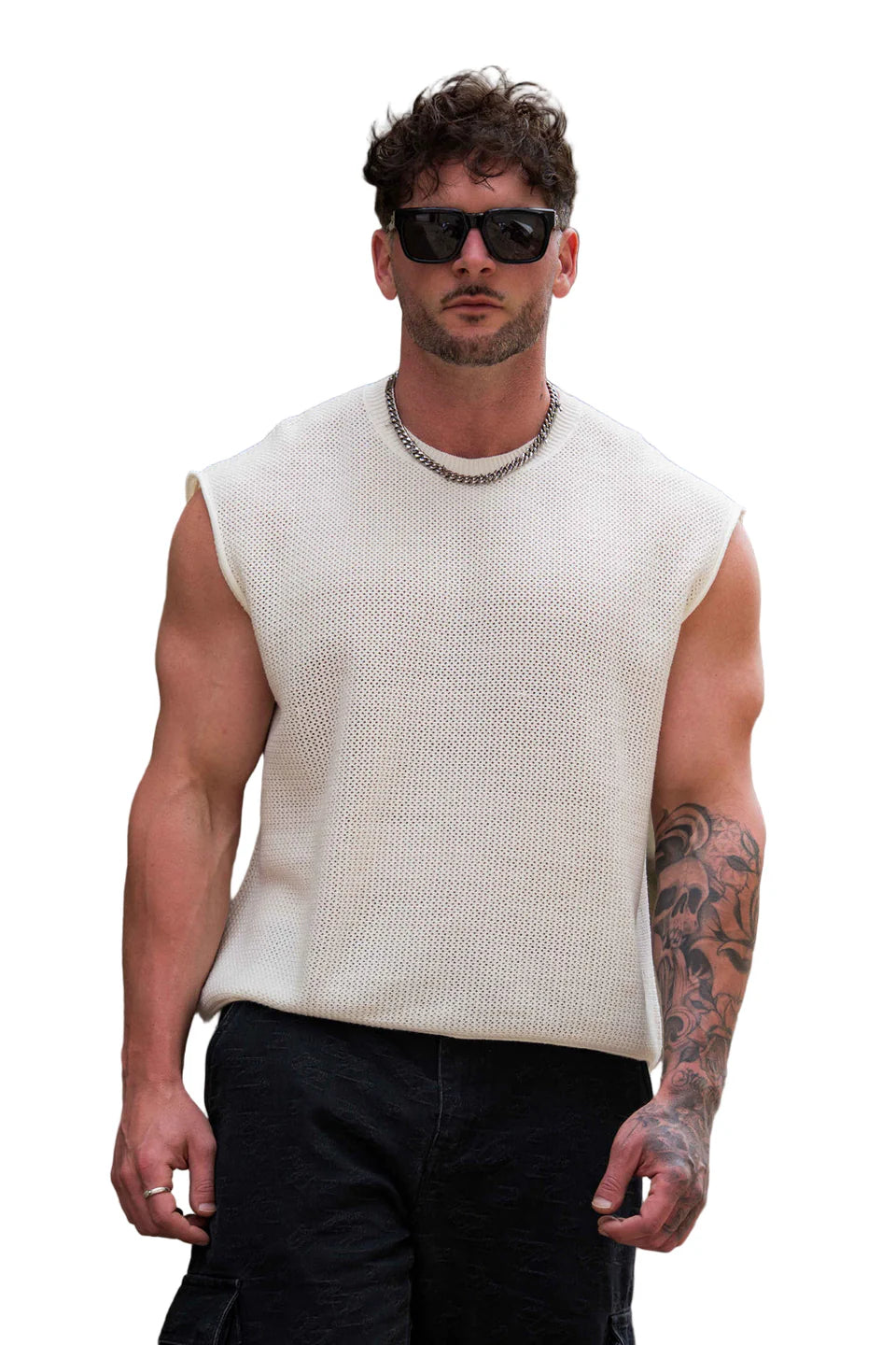 3012 - Drop Shoulder Knit Cut-Off White