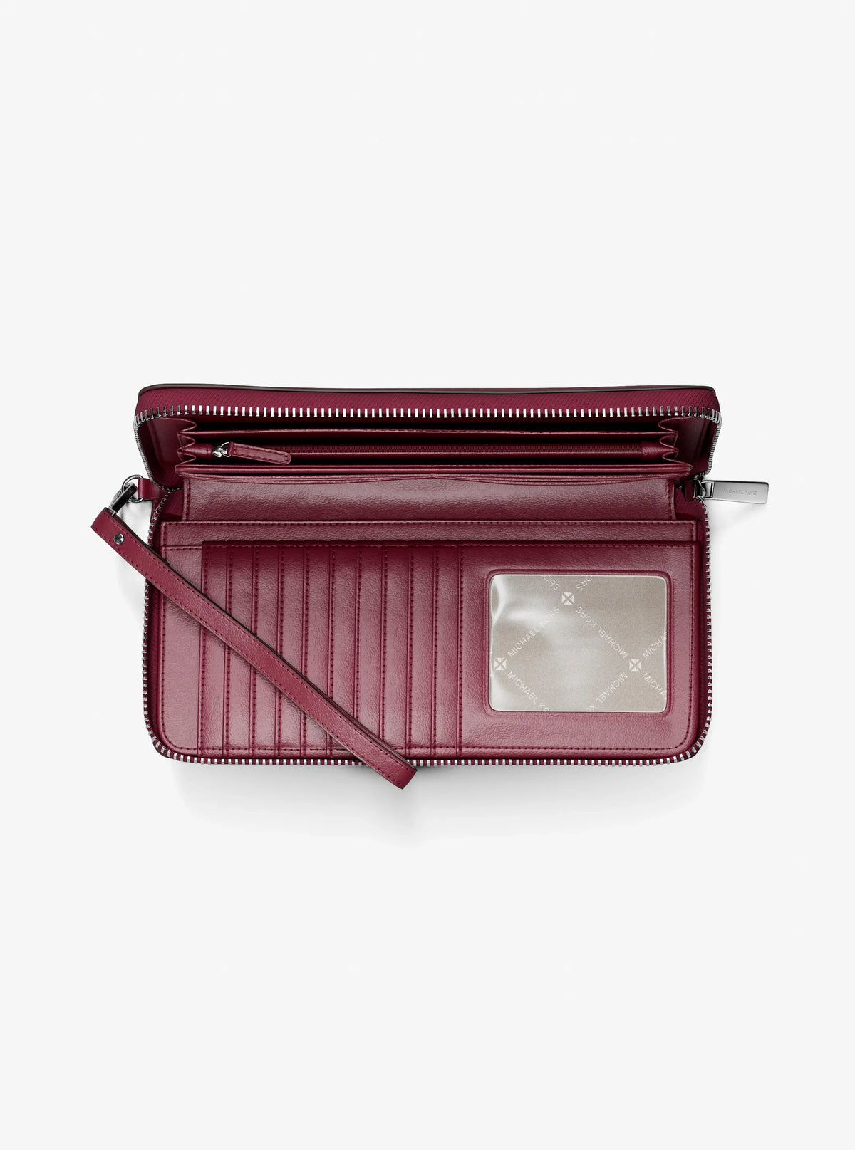 Michael Kors Large Pebbled Leather Continental Wallet Maroon view 2