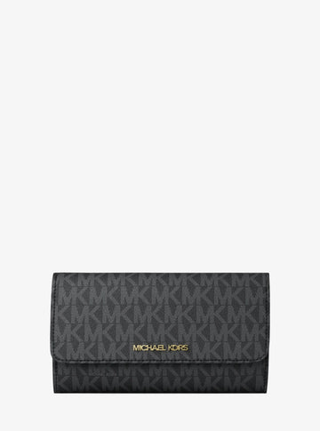 Michael Kors Jet Set Large Logo Tri-Fold Wallet Black