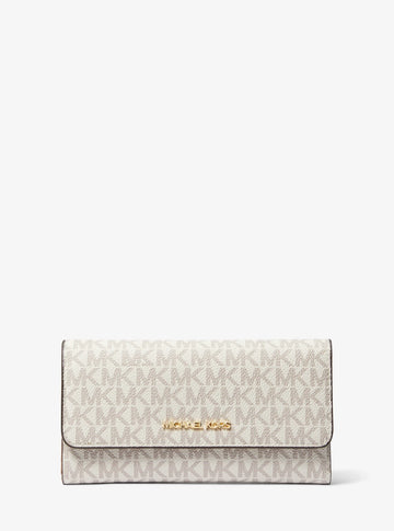 Michael Kors Jet Set Large Logo Tri-Fold Wallet Vanilla