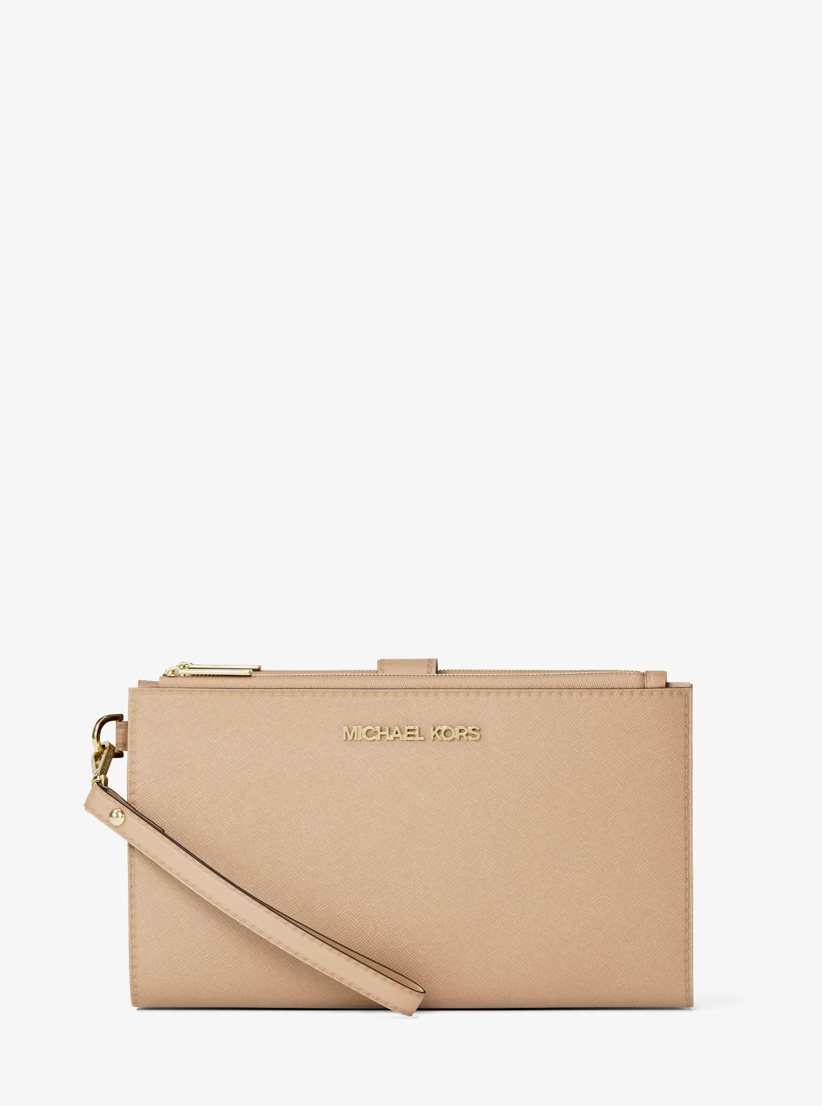 Michael Kors Jet Set Large Leather Smartphone Wristlet Camel