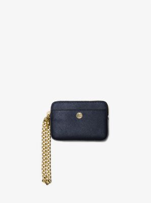 Medium Saffiano leather card holder with chain
