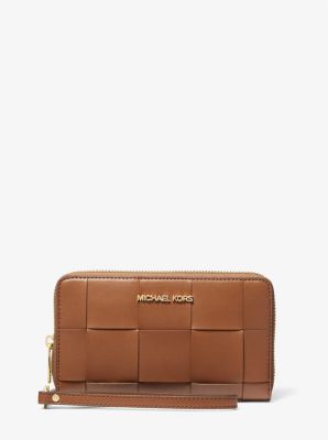 Large wristlet phone bag with woven design