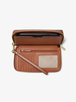 Large wristlet phone bag with woven design