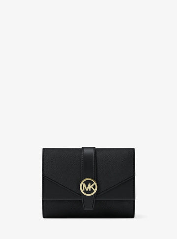 Michael Kors Greenwich Medium Saffiano Leather Tri-Fold Wallet Black