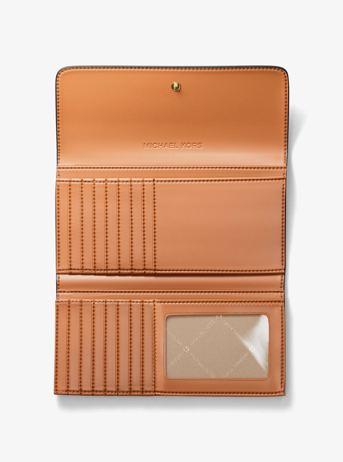 Michael Kors Jet Set Large Signature Logo Tri-Fold Wallet Camel Multi view 2