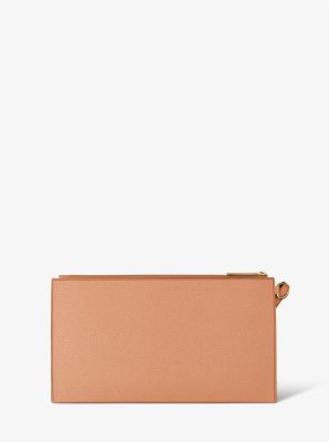 Jet Set Large Pebbled Leather Wristlet Bag with Studs