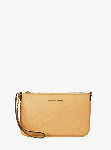 Michael Kors Jet Set Small Pebbled Leather Convertible Wristlet Honeywheat