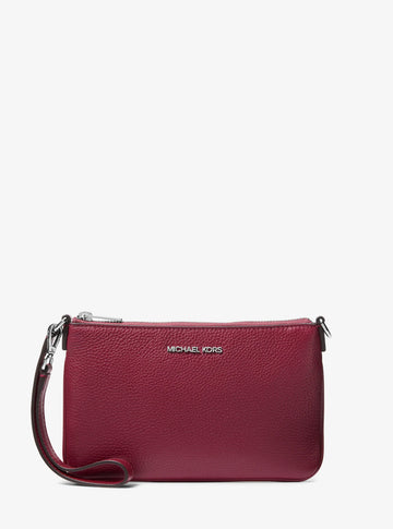 Michael Kors Jet Set Small Pebbled Leather Convertible Wristlet Maroon