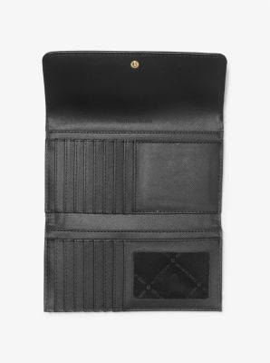 Jet Set Travel Tri-Fold Cross-Grain Leather Wallet