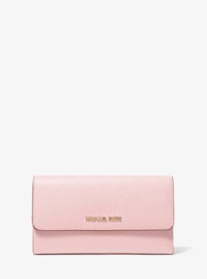 Jet Set Travel Tri-Fold Cross-Grain Leather Wallet