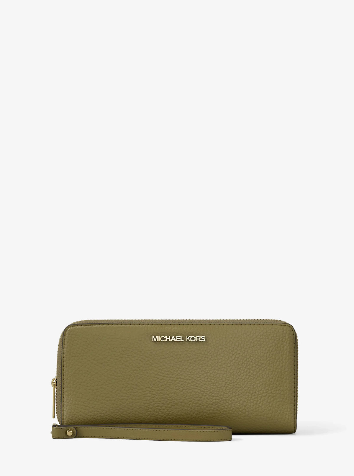 Michael Kors Jet Set Travel Large Pebbled Leather Wristlet Oregano