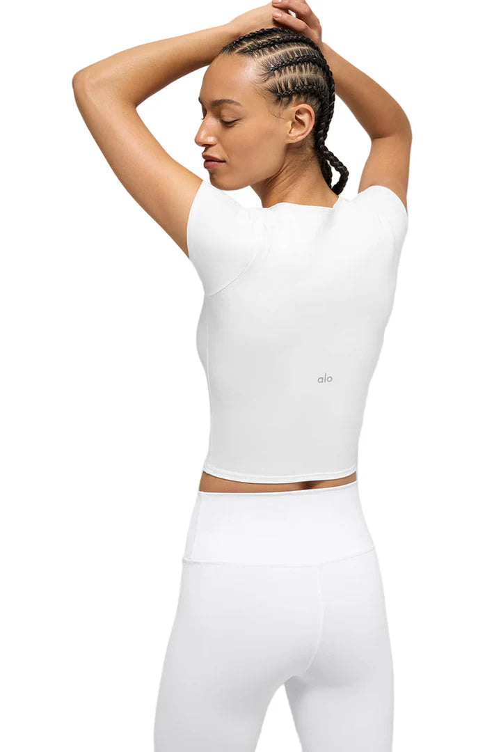 ALO Softsculpt Precision Short Sleeve Top White