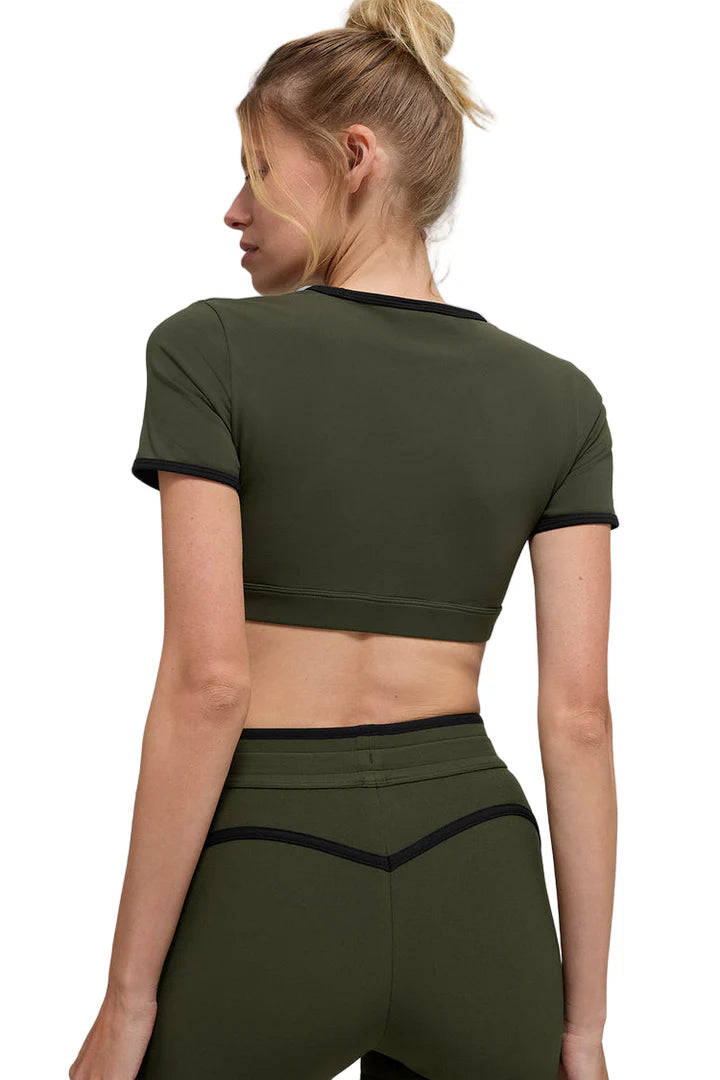 Airbrush Race Pace Short Sleeve Green Olive/Blac