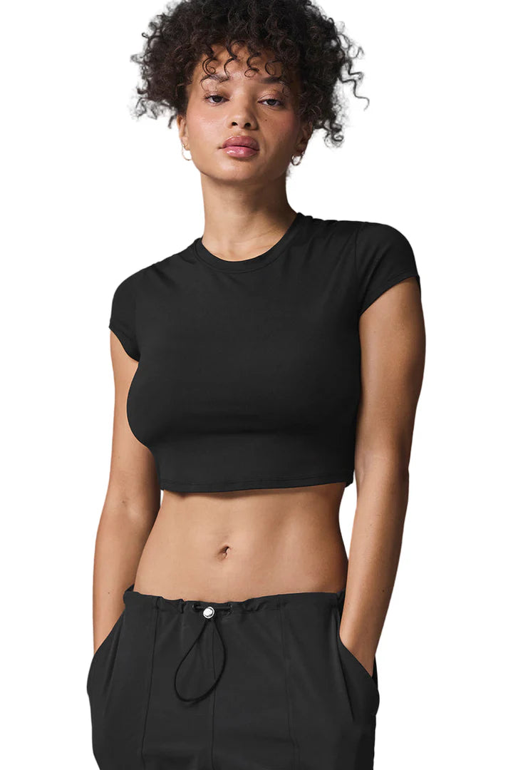 Alosoft Crop Finesse Short Sleeve Black