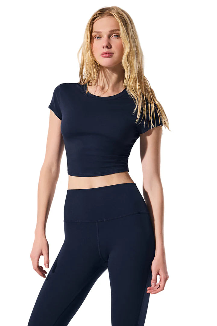 Alosoft Crop Finesse Short Sleeve Navy