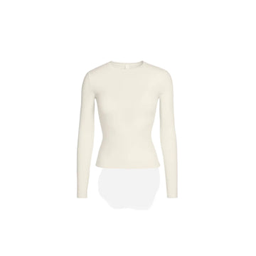COTTON JERSEY LONG SLEEVE T-SHIRT BONE