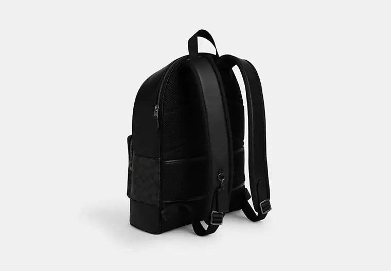 West Backpack In Signature Canvas With Varsity Stripe