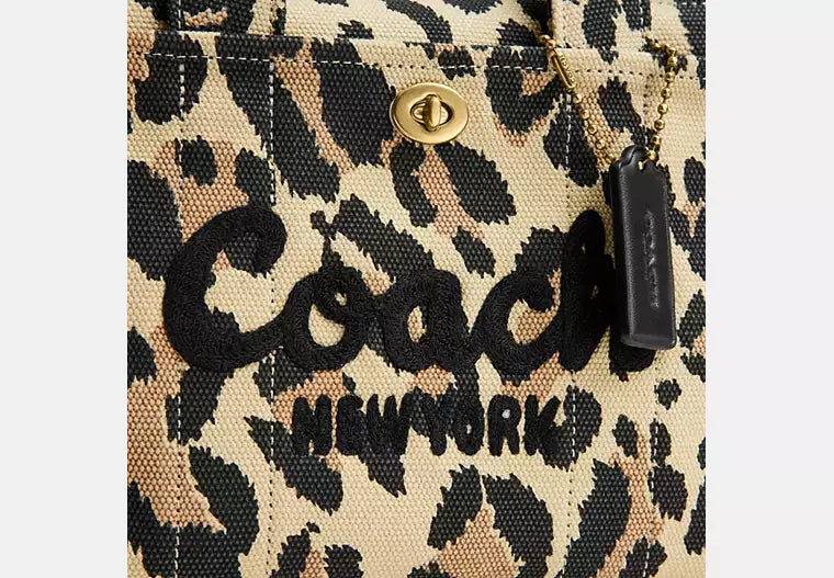 Coach Cargo Tote Bag 26 With Leopard Print