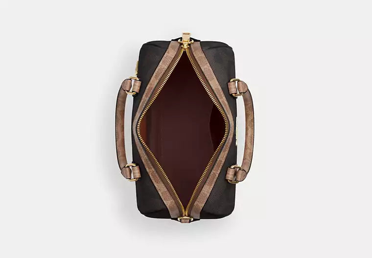 Rowan Satchel Bag In Blocked Signature Canvas