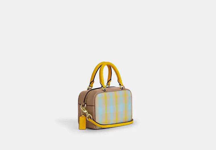 Satchel Crossbody Bag With Plaid Print