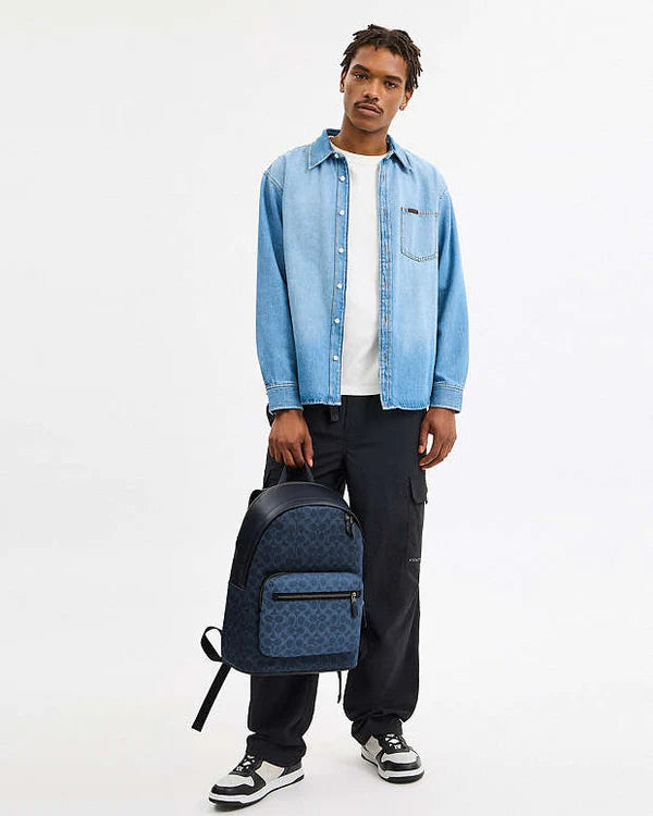 West Backpack In Blocked Signature Canvas