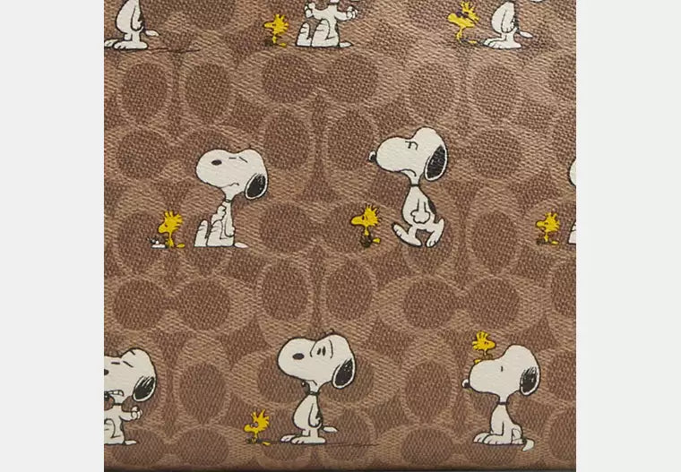 Coach X Peanuts City Tote Bag In Signature Canvas With Snoopy Print