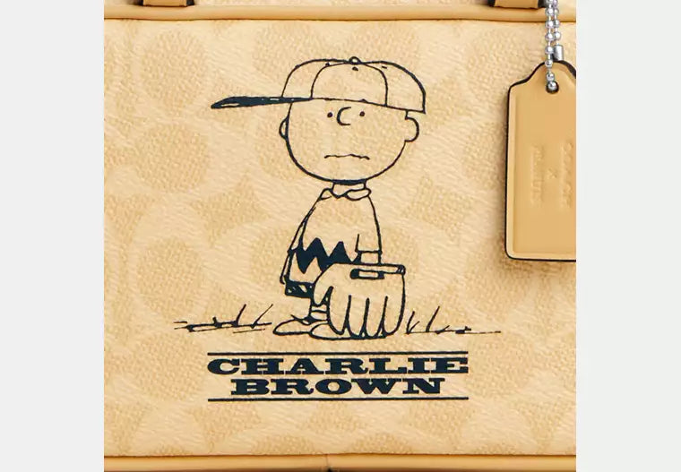 Coach X Peanuts Satchel Crossbody Bag In Signature Canvas With Charlie Brown