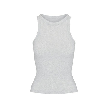 Cotton Jersey CREW NECK TANK Light heather grey