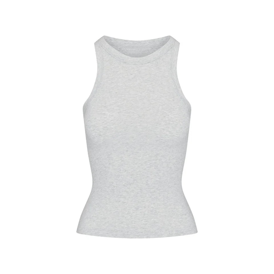Cotton Jersey CREW NECK TANK Light heather grey
